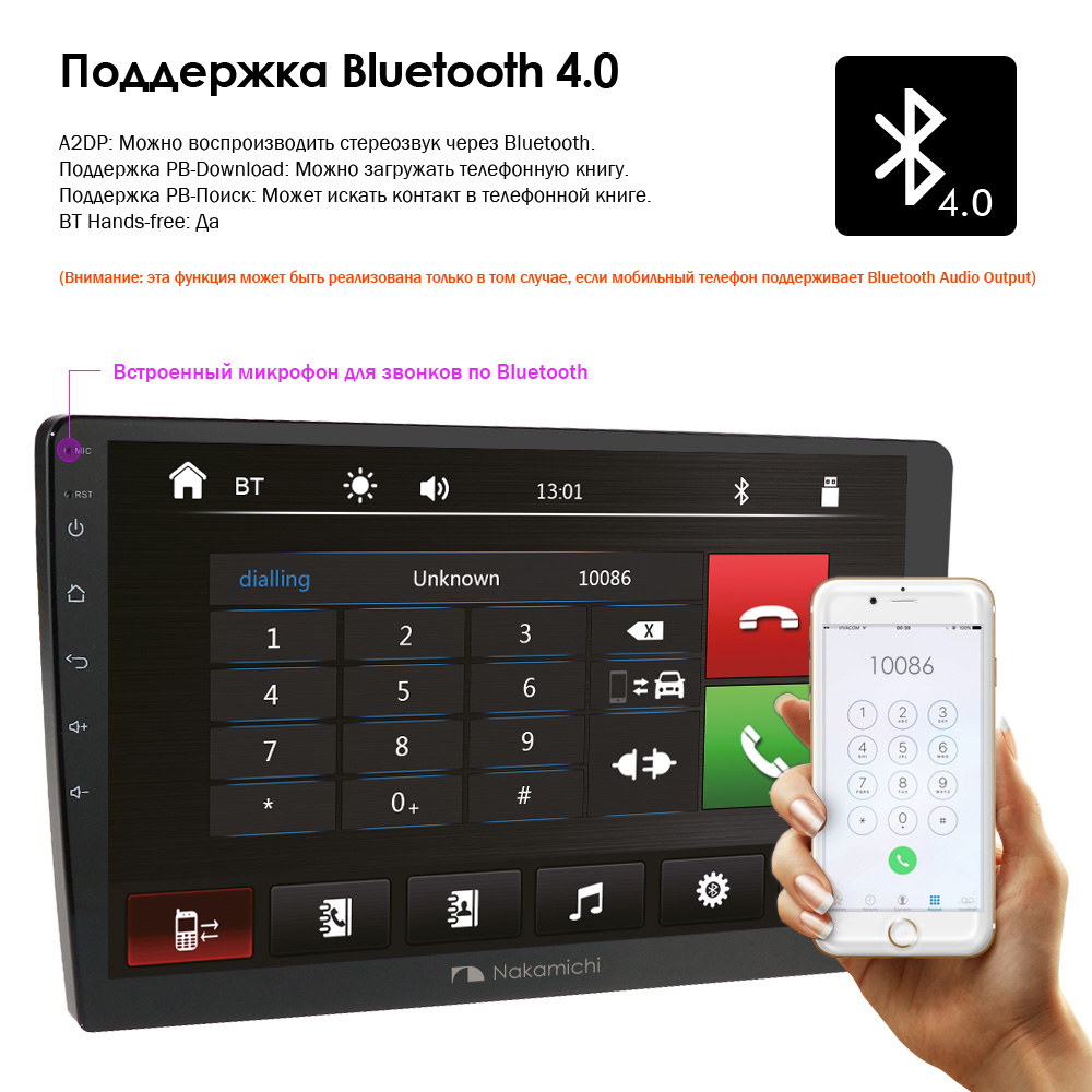 Аудиосистема 2din fm am с функцией rds usb aux bluetooth hands free лада
